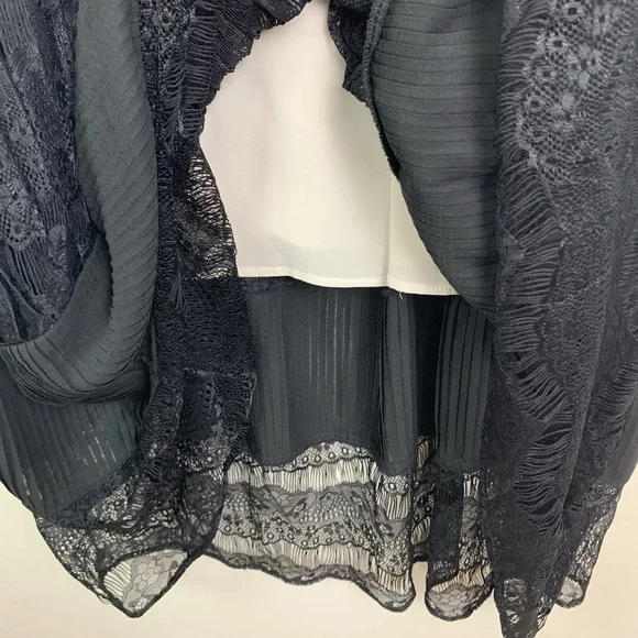 Alice + Olivia Dejas‎ Chiffon Lace Midi Slip Dress in Black Size S - Picture 8 of 16